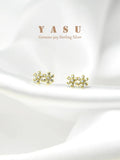 925 Silver Diamond Flower Stud Earrings Birthday Gift