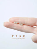 925 Silver Diamond Flower Stud Earrings Birthday Gift
