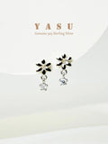 Yasu 925 Silver Flower Drop Earrings Women Party Jewelry