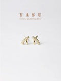 Yasu Sterling Silver 925 Diamond Cross Letter X Stud Earrings For Women