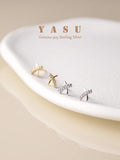 Yasu Sterling Silver 925 Diamond Cross Letter X Stud Earrings For Women