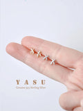 Yasu Sterling Silver 925 Diamond Cross Letter X Stud Earrings For Women