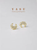 925 Silver French Glossy Moon Earrings 18k Plating