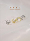 925 Silver French Glossy Moon Earrings 18k Plating