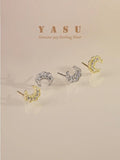 925 Silver French Glossy Moon Earrings 18k Plating