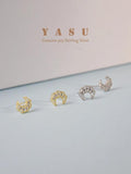 925 Silver French Glossy Moon Earrings 18k Plating