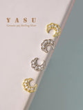 925 Silver French Glossy Moon Earrings 18k Plating