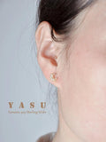 925 Silver French Glossy Moon Earrings 18k Plating