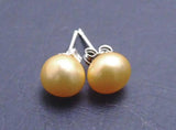 Freshwater Orange Pearl Earrings for Women with Sterling Silver Studs