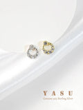 Silver Law 925 Yasu Earrings French Crystal 18k Plated