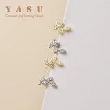 Yasu 925 Silver Leaf Stud Earrings 18K Plated with Crystal
