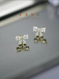 Yasu 925 Silver 14K Plated Crystal Diamond Bowknot Earrings