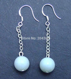 Qingmos 8mm Amazonite Silver Dangle Earrings