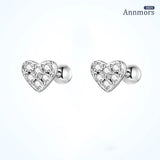 Heart-shaped Zircon Stud Earring Silver Plating Ear Cuff Piercing
