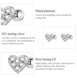 Heart-shaped Zircon Stud Earring Silver Plating Ear Cuff Piercing