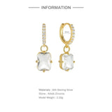 925 Silver Geometric Zircon Hoop Earrings Huggie Ear Jewelry