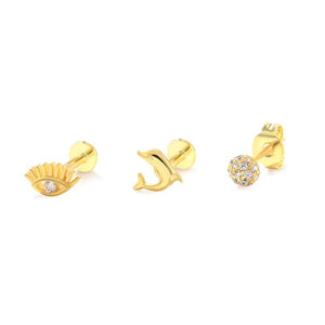 925 Silver Zorcon Evil Eye Stud Earrings Set for Women