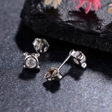 925 Silver Round Zircon Ear Studs Women Wedding Jewelry