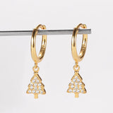 S925 Sterling Silver Tree Shape Hoop Earrings for Women Girls Christmas Earrings