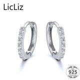 925 Silver Circle Hoop Earrings CZ Huggie Loop LE0385