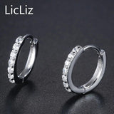925 Silver Circle Hoop Earrings CZ Huggie Loop LE0385