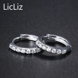 925 Silver Circle Hoop Earrings CZ Huggie Loop LE0385
