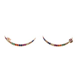 925 Silver Rainbow CZ Moon Stud Earring