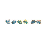 925 Sterling Silver Enamel Hamsa Hand Mini Studs Earrings