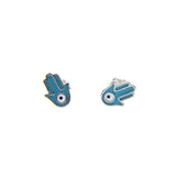 925 Sterling Silver Enamel Hamsa Hand Mini Studs Earrings
