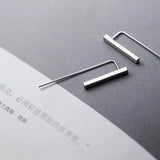 925 Silver Brushed Minimalist Ear Piercing Earrings
