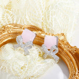 Bowknot Stud Earrings 925 Sterling Silver Vintage Ear Earing Wedding Party Gift