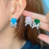 Bowknot Stud Earrings 925 Sterling Silver Vintage Ear Earing Wedding Party Gift
