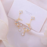 Hollow Moon Tassel CZ Earring 14K Zircon Stud Earrings Wedding Jewelry