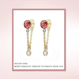 Colorful Zircon Earrings Sterling Silver Tassel Chain Drop Earring