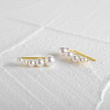 925 Silver Single Row Pearl Stud Earrings Gift