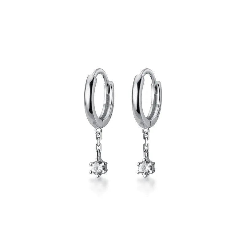 925 Silver Zircon Tassel Stud Earrings for Women