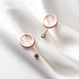 925 Silver Zircon Tassel Stud Earrings for Women