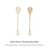 18K Plated Long Chain Tassel Stud Earring