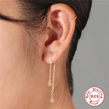 18K Plated Long Chain Tassel Stud Earring