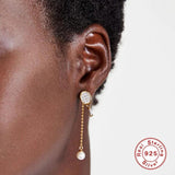 18K Plated Long Chain Tassel Stud Earring