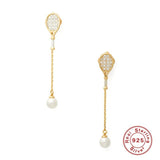 18K Plated Long Chain Tassel Stud Earring