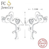 925 Silver Tropical Bird Crystal Stud Earring For Women