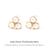Zircon Turquoise Pearl Stud Earrings 925 Silver Women's Cartilage Piercing
