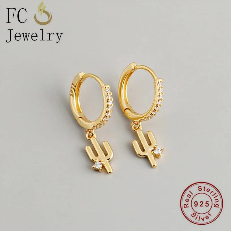 925 Silver Cactus Zirconia Hoop Earring for Women