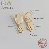 925 Silver Cactus Zirconia Hoop Earring for Women