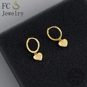 925 Silver Love Heart CZ Pendant & Zircon Hoop Earring Set