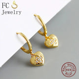 925 Silver Love Heart CZ Pendant & Zircon Hoop Earring Set