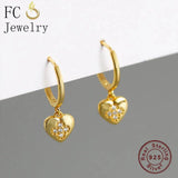 925 Silver Love Heart CZ Pendant & Zircon Hoop Earring Set