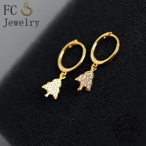 925 Silver Life Tree Pendant Hoop Earrings