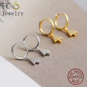 925 Silver Life Tree Pendant Hoop Earrings